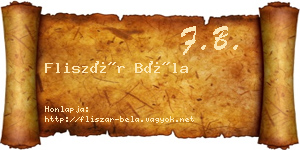 Fliszár Béla névjegykártya