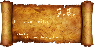 Fliszár Béla névjegykártya